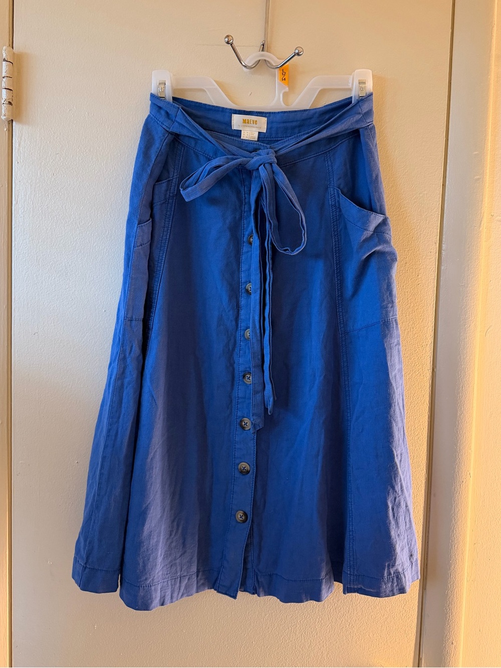 Maeve Anthropologie Blue Button Down Riviera Skirt